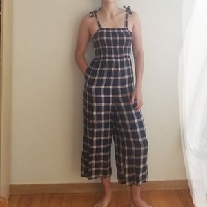 Navy plaid jumpsuit